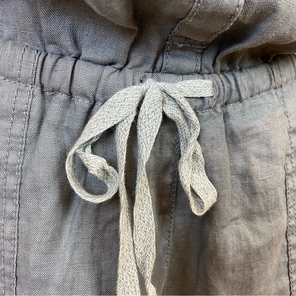 Lou & Grey Loft NWT Linen Dusty Gray Romper Sz S Tie Neck Racerback Pockets - Picture 5 of 15